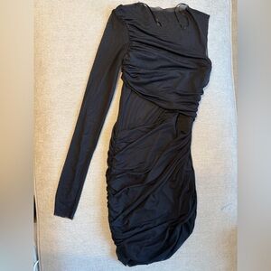 Zara Black Ruched Long Sleeve Dress